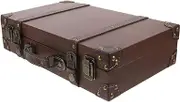 FONDOTIN Wooden Decorative Suitcase Vintage Luggage Props British Style Storage Case for Home Travel