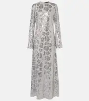 [Rotate] Rotate Floral sequined chiffon maxi dress AU 14 grey