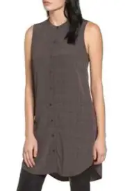 Eileen Fisher NWT Bark mandarin collar tunic XL