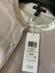 NWT Eileen Fisher Ceramic Velvet Mandarin Collar Long Shirt Size M/M MSRP $278