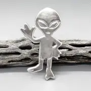 NAVAJO-CAST STERLING ROSWELL ALIEN PIN by MILDRED PARKHURST-NATIVE AMERICAN