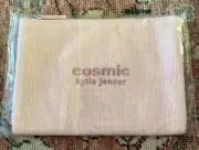 KYLIE JENNER Pink Makeup Cosmetic Travel Logo Zip Pull Embroidered Pouch Bag NEW