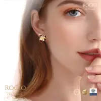 在飛比找momo購物網優惠-【ROCiO】無耳洞耳夾式耳環CZ鑽鋯石珐瑯紅花14K鍍金色