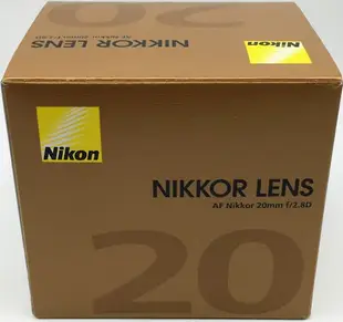 【全新】 Nikon AF 20mm Nikkor F2.8D (自動對焦) F/2.8D~榮泰貨 保固1年
