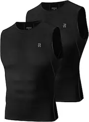 [Runhit] 2 Pack Men's Compression Shirts Sleeveless Workout Athletic Tank Top Sports Base Layer Undershirt
