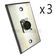 3 Pack 1-Port Socket XLR Female Stainless Steel Microphone Mic Audio Wall Plate