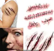 Halloween Temporary Tatoos Blood stiches injury wound scar tattoos