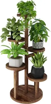 Bamworld 5 Tiered Wood Plant Stand for Indoor Plants,Tall Plant Shelf Corner ...