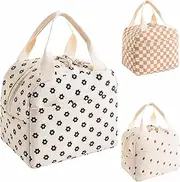 BEANPRECOY Insulated Lunch Bag for Kids & Adults Reusable Corduroy Lunch Box Tote, Leakproof Cooler Bag for Work, Office, School, Picnic, Travel, BBQ, Large Capacity & Cute Design