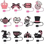 12PCS Cute Straw Cover Caps 10mm Catoon Straw Topper for Stanley 30&40 Oz Reusable Anime Straw Cap for Tumbler Drinking Straw Tips Lids
