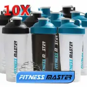 10X GYM Protein Supplement Drink Blender Mixer Shaker Shake Ball Bottle 700ml