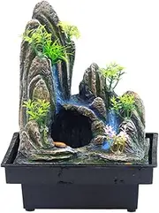 Indoor Fountain Waterfall Decor Resin Mini Tabletop Fountain, Tabletop Fountai Rockery Crafts for Office Home Bedroom Desk(Style G)