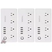 3x Vivitar Smart Home Smart Plug Power Strip 4 Wi-Fi Outlets + 4 USB Ports