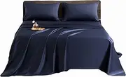 Aulaire Bedsheets and Pillowcase Bedding Set. 4-Piece (1 top Sheet + 1 Fitted Sheet + 2 Pillowcases) 1500 Thread Count Superfine Yarn New Cotton. (Indigo Blue, King)