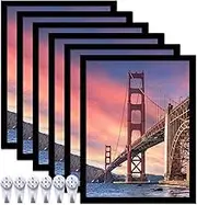 ijuerybai 6 Sets 14x18 Picture Frame, Frames for 14 x 18 Canvas Collage Photo Poster Certificate Wall Gallery, High Transparent Horizontal Vertical Black 14 by 18 Inches