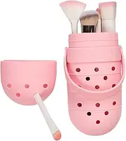 Makeup Brush Case - Hole Shoe Shape Soft Silicone Portable Brush Holder,Cosmetic Make up Bag Pouch Storage Case for Home