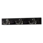 Wooden Mallet HSD3NBK 3 Double Prong Nickel Hook Rail & Coat Rack - Black