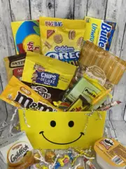 SMILE GIFT BASKET, SNACK GIFT BOX, GET WELL CARE PACKAGE, CANDY GIFT, SNACK BOX
