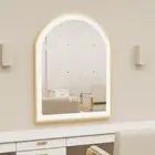 Large Gold LED Bathroom Mirror Anti-fog Arch Wall Vanity Mirror w/ Brushed Frame