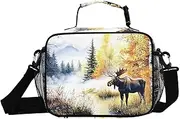 Forest Moose Autumn Insulated Lunch Box for Women Men - Ideal for Work, Picnics - Includes Adjustable Shoulder Strap