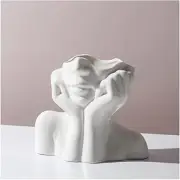 Female Form Ceramic Body Face Art Vase Ideal For Home Office Bookshelf Table