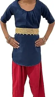 [Generic] Two Piece Girls Denim Kurti and Cotton Dhoti set - sizes run large