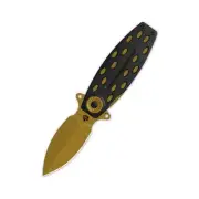 QSP Beetle Folding Knife Black G10/Bronze Handle 14C28N Plain Bronze QS162-C