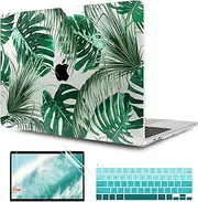 TwoL Compatible with MacBook Pro 13 inch Case 2022-2020, Plastic Hard Shell Case Cover and Keyboard Skin & Screen Protector for MacBook Pro 13 inch A2338 M2/M1 A2289 A2251, Tropical Palm Leaves