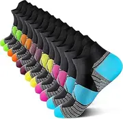 [PAPLUS] Compression Running Socks Women (6 Pairs), Ankle Athletic Socks Low Cut with Arch Support