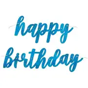 Blue Prismatic Happy Birthday Letter Banner (83.8cm)