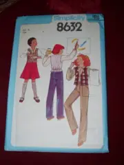 1978 UNCIRCULATED SIMPLICITY #8632 - GIRLS PANTS - SKIRT & VEST PATTERN 10 FF