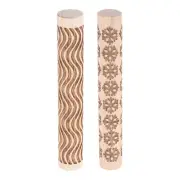 2pcs Wood Roller 10cm Snowflake Curved Lines Pattern Wooden Pottery Tools