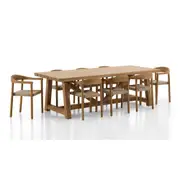 Watson Acacia Outdoor 2.5m Dining Set with 8 Kotara Chairs - Dining Settings