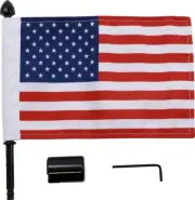 Pro Pad Black 1/2" Square Sissy Bar Flag Mount with 6" X 9" Flag (BRFM-SQSB)