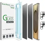 amFilm 2+2 Pack Privacy Tempered Glass Screen Protector for Samsung Galaxy S25 Ultra 5G [6.9 Inch], Anti Spy and Privacy Protection, Fingerprint ID Compatible, with Easy Installation Tray