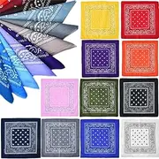 [VUFVOID] 100% Cotton 11 Pcs Fine Bandanas,Cotton Bandanas for Men & Women,Cowboy Bandana, Handkerchiefs for Hair(22"X22",11 colors), White Navy Blue Retro Green Grey Purple Dark Blue Orange Red Yellow,
