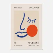 Galrie Papiers Découpés Blue Face with Orange, H. Matisse Art Print (1955), Poster Only, 70 x 100cm (28 x 40inch)
