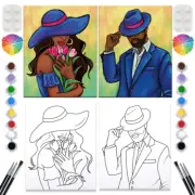 2 Pack Paint and Sip Canvas Painting Kit Pre Drawn Canvas for 8x10 Happy Day