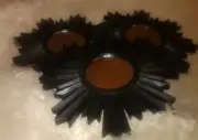 3 Mirrors Small Starburst Sunburst Black Plastic Glass Home Office Gym 9.75x9.75