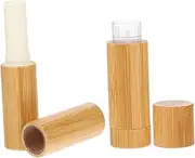 Gogogmee 4pcs Bamboo Lipstick Tubes Empty DIY Cosmetic Containers Lipstick Storage for Travel Lightweight Design Portable Makeup Tool for Women