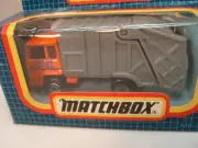 1987 MATCHBOX SUPERFAST #36 ORANGE REFUSE TRUCK GRAY BACK NEW IN BOX