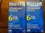 2x Maxell Blank Tapes VHS T-120 VCR Video Cassette Standard Grade 6 Hour SEALED
