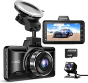 AZDOME Dual Dash Cam Front and Rear, 3 inch 2.5D IPS Screen Free 64GB Card Car Driving Recorder, 1080P FHD Dashboard Camera, Waterproof Backup Camera Night Vision, Park Monitor, G-Sensor, for Car Taxi