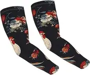 [FHEDVBN] French Roosters Arm Sleeves Compression Arm Covers for Men Women Outdoor Sun Sleeves Cooling Sports Sleeve, Black
