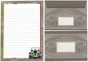 Writing Paper Set Writing Pad Lined with Envelope for Boys Kids Racing Car Racing Car (1 Pad A5 with 25 Sheets + 15 Matching Printed Envelopes)