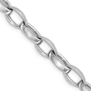 Solid 14K White Gold 9 inch 6.6mm Hand Polished and Satin Fancy Link with Fancy Lobster Clasp Bracelet