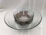 GRECO 5 Piece Glass Salad Bowl Set Prismatic Serving Bowl w/4 Small Salad Bowls