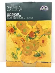 NEW Vintage DMC Counted Cross Stitch Kit "Van Gogh Sunflowers" 11.5" x 14.5"