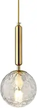 Hobaca ® E12 Luxury Ripple Light Glass Modern Gold Nordic Pendant Lights Fixtures Home Decor Glass Ball Lamp Hanging Lamp for Living Dining Room Kitchen Island Lighting