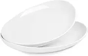 Sweese Oval Serving Platters, 14.5 Inch White Porcelain Serving Platters for Party, Large Oval Serving Trays Serving Plates for Fish Dish, Steak, Restaurant, Dessert Shop, Set of 2